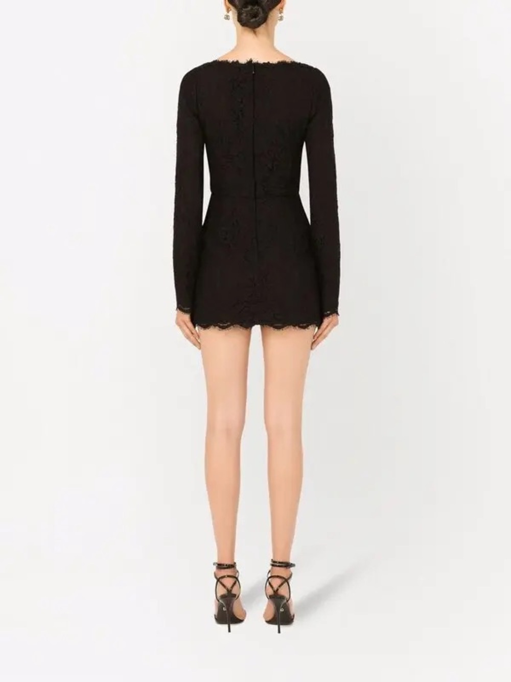 Dolce & Gabbana Black Lace Mini Dress with Strappy Square Neck - Picture 3 of 6